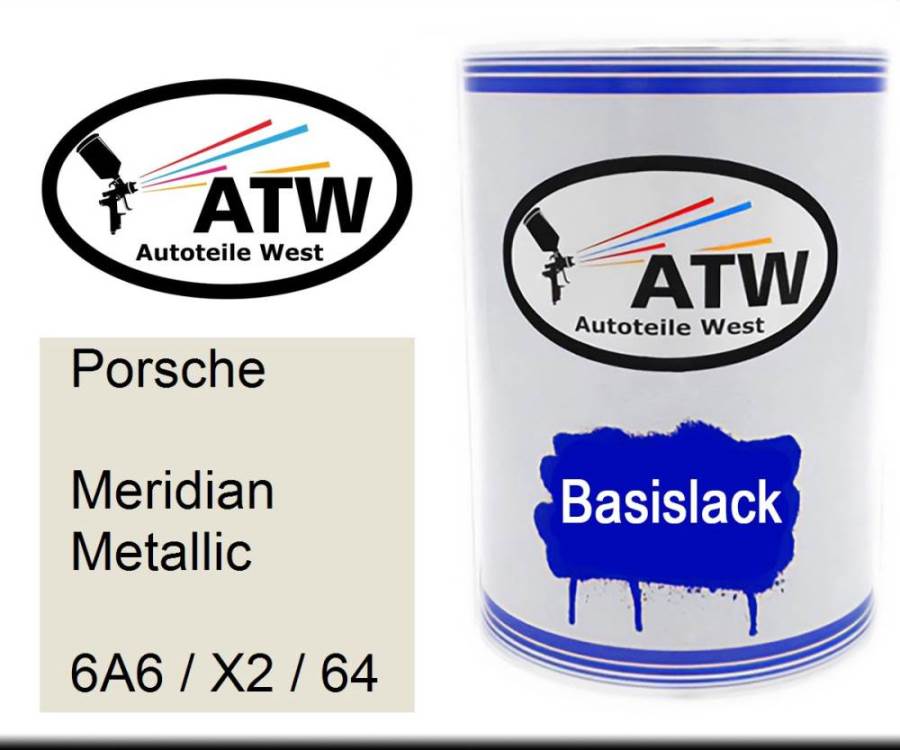 Porsche, Meridian Metallic, 6A6 / X2 / 64: 500ml Lackdose, von ATW Autoteile West.